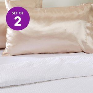 NWT Caramel Satin Pillowcase - Set of Two